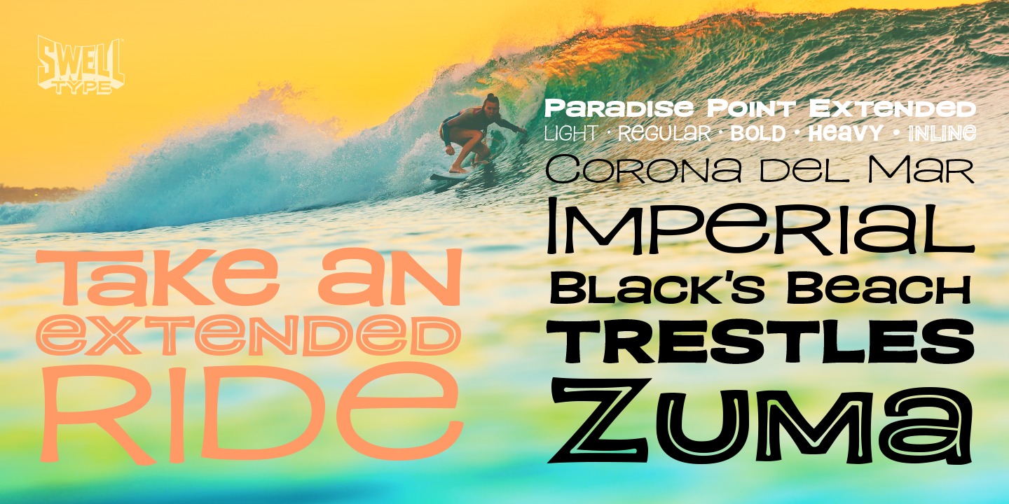 Пример шрифта Paradise Point Inline Extended